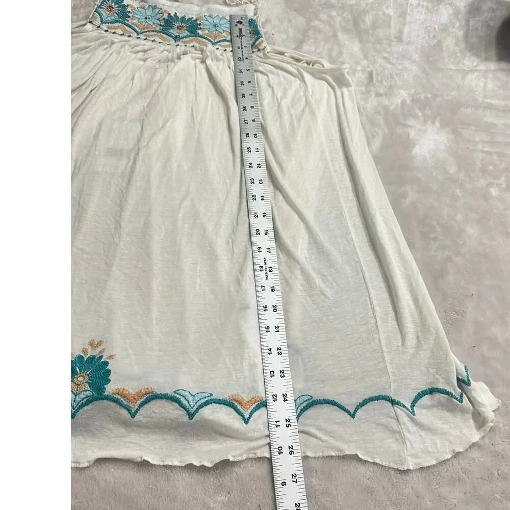 Free People Heat Wave Mini Dress Women's Small Ivory Tunic Babydoll Embroidered